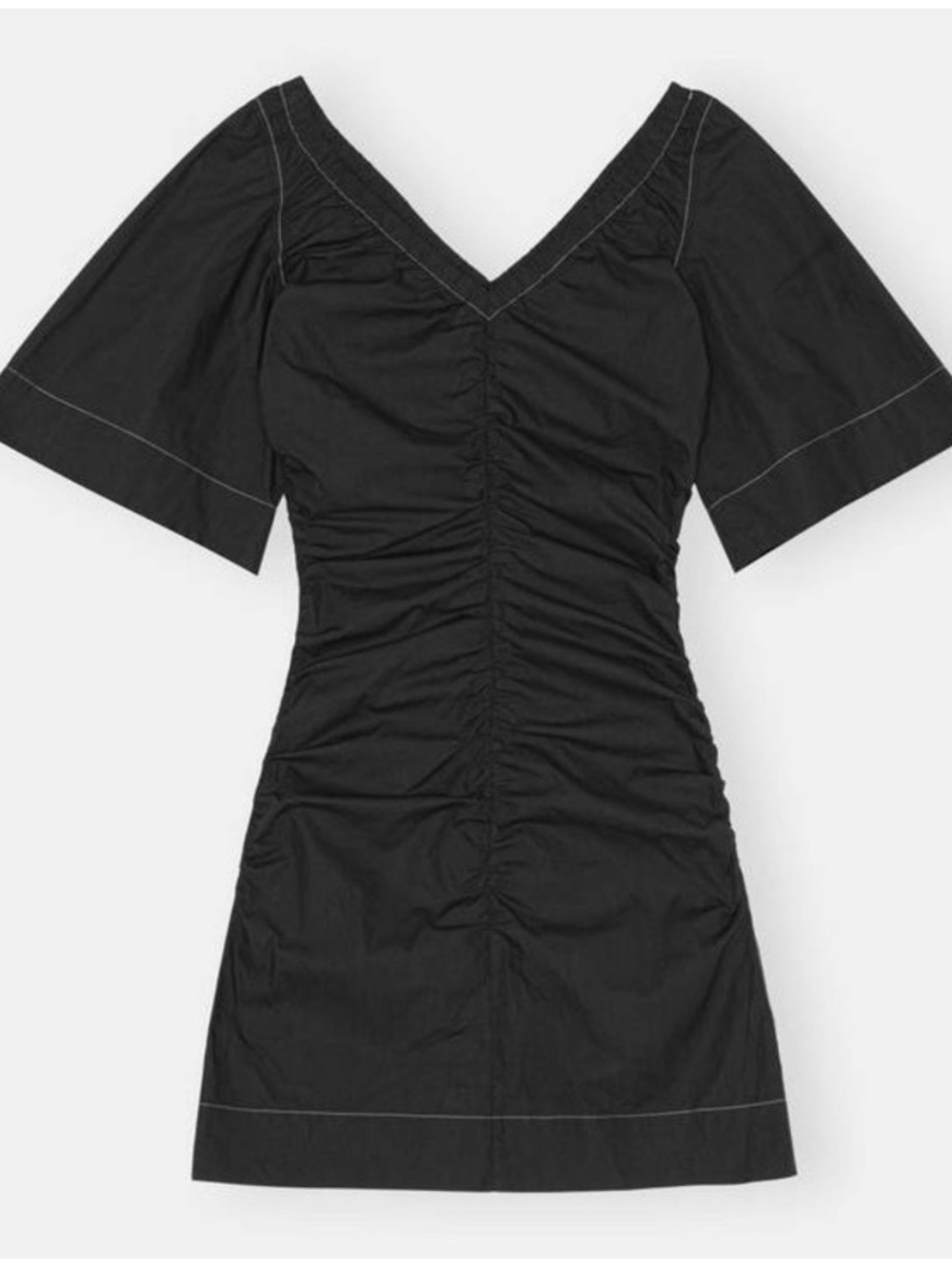 Ganni Black Ruched Mini Dress - Picture 3 of 6